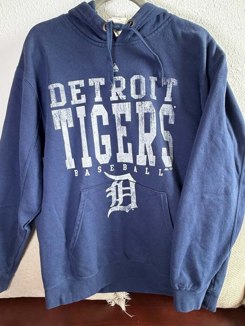 Majestic Detroit Tigers Hoodie Size L Blue MLB Baseball Pullover Sweatshirt